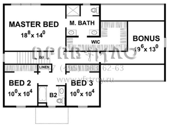 Проект двухэтажного дома с гаражом на две машины в стиле Ранчо S5-190 (402-01454)