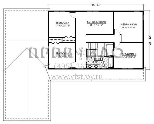 Проект двухэтажного дома с гаражом на две машины в стиле Ранчо S5-307 (526-00056)