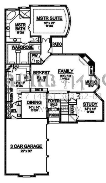 Проект одноэтажного дома с гаражом на три и более машин в английском стиле S5-370 (5445-00102)