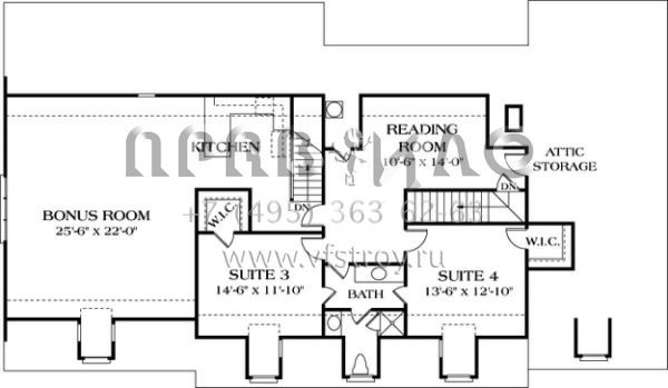 Проект двухэтажного дома с гаражом на три и более машин в стиле Ранчо S5-313 (3323-00317)