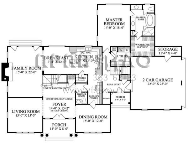 Проект двухэтажного дома с гаражом на две машины в стиле Ранчо S5-351 (7922-00185)