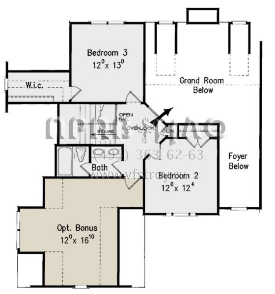 Проект дома со вторым светом в гостиной, четырьмя спальнями и гаражом на две машины S5-240 (8594-00405)