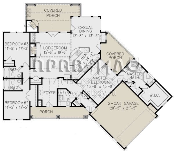 Проект одноэтажного дома с гаражом на две машины в стиле Ранчо S5-181 (699-00139)