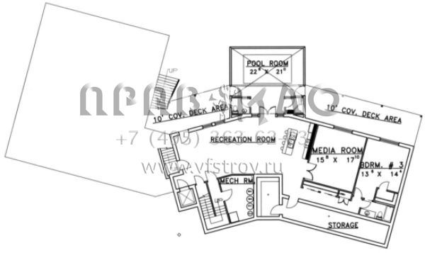 Проект одноэтажного дома с гаражом на три и более машин в прибрежном стиле S5-485 (039-00182)