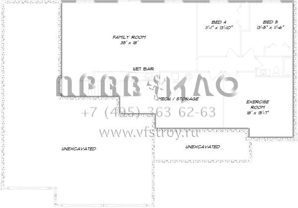 Проект одноэтажного дома с гаражом на три и более машин в стиле Ранчо S5-184 (5678-00012)