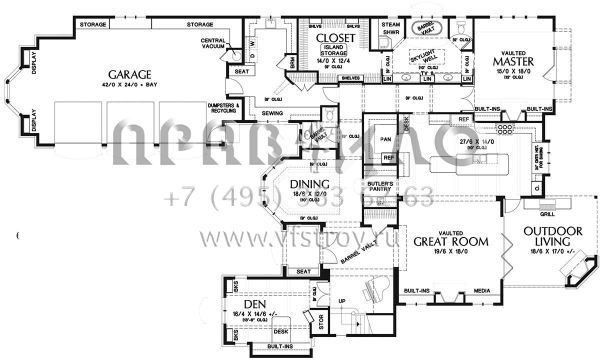 Проект двухэтажного дома с гаражом на три и более машин в английском стиле S5-385 (2559-00787)