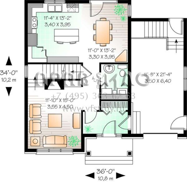 Проект двухэтажного дома с гаражом на одну машину в английском стиле S5-141 (034-00403)