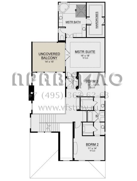 Проект двухэтажного дома без гаража в стиле Ранчо S5-313 (5445-00407)