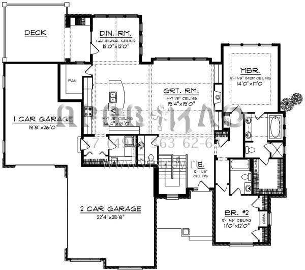 Проект одноэтажного дома с гаражом на три и более машин в американском стиле S5-196 (1020-00030)