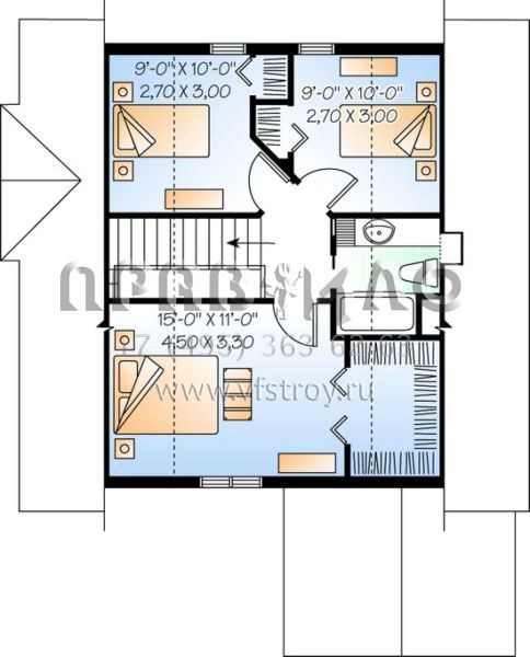 Проект двухэтажного дома без гаража в стиле Ранчо S5-128 (034-00876)