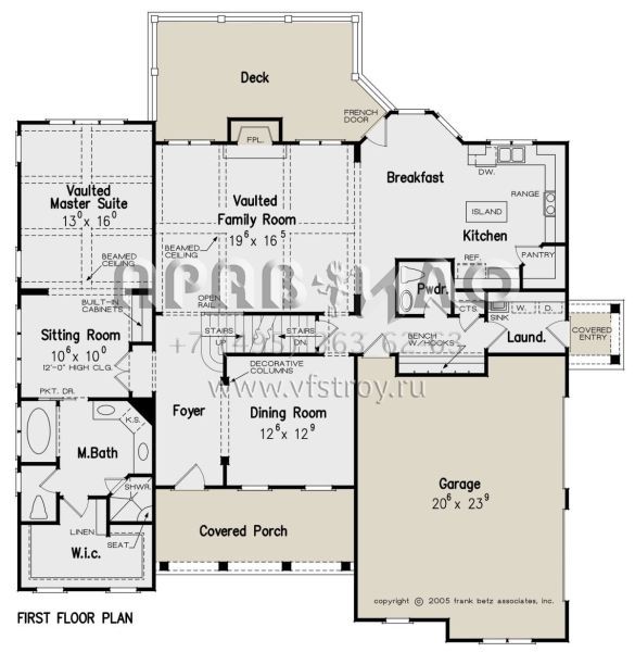 Проект двухэтажного дома с гаражом на две машины в стиле Ранчо S5-216 (8594-00271)