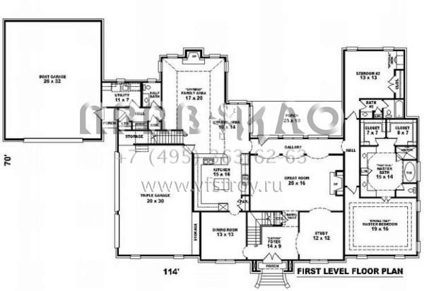 Проект двухэтажного дома с гаражом на три и более машин в английском стиле S5-457 (053-02152)