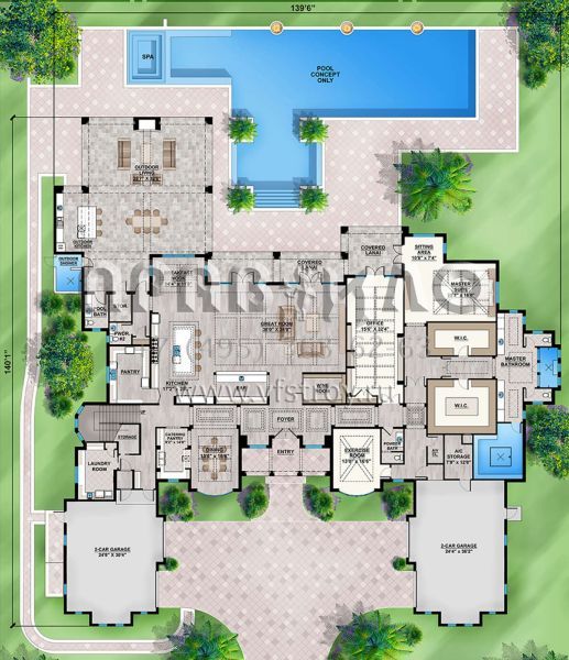 Проект двухэтажного дома с гаражом на три и более машин в прибрежном стиле S5-1083 (207-00078)