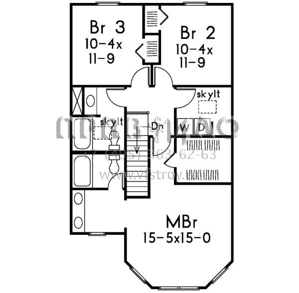 Проект двухэтажного дома с гаражом на одну машину в стиле Ранчо S5-169 (5633-00352)