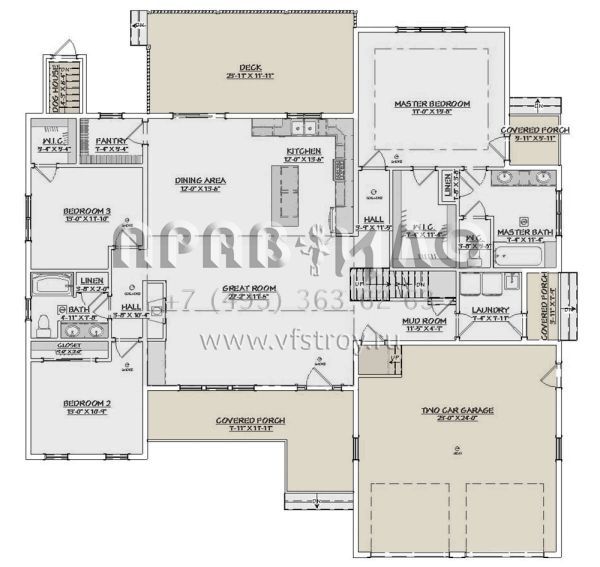 Проект одноэтажного дома с гаражом на две машины в современном стиле S5-189 (740-00004)