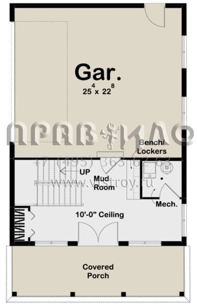 Проект двухэтажного дома с гаражом на две машины в стиле Ранчо S5-113 (963-00351)
