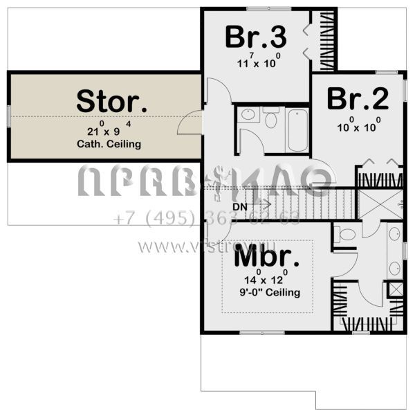 Проект двухэтажного дома с гаражом на две машины в стиле Ранчо S5-139 (963-00076)