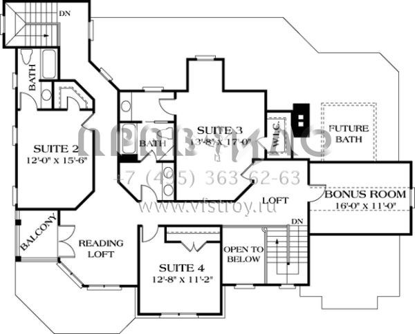 Проект двухэтажного дома с гаражом на три и более машин в стиле Ранчо S5-421 (3323-00376)