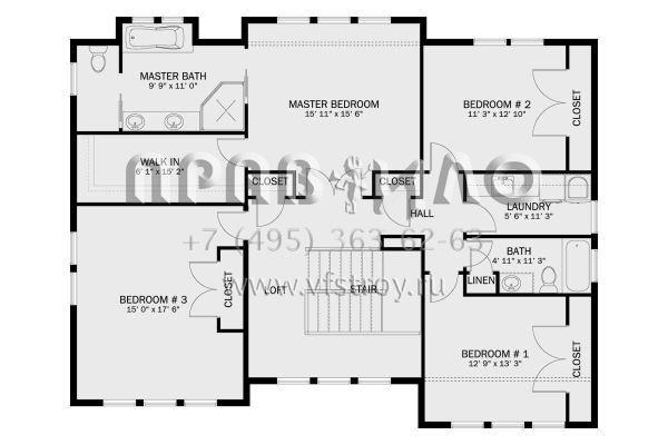 Проект двухэтажного дома с гаражом на две машины в стиле Ранчо S5-299 (2802-00010)