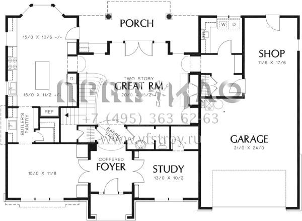 Проект двухэтажного дома с гаражом на две машины в стиле Готика S5-331 (2559-00802)