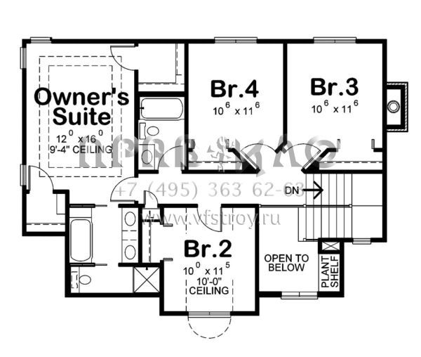 Проект двухэтажного дома с гаражом на две машины в стиле Ранчо S5-175 (402-01444)