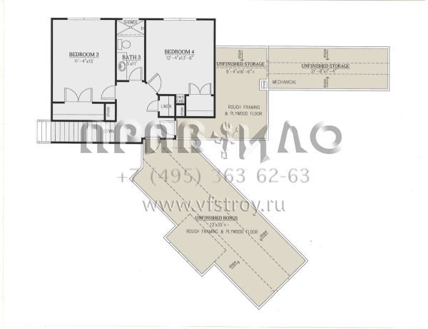 Проект двухэтажного дома с гаражом на три и более машин в американском стиле S5-286 (286-00114)