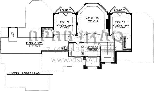 Проект двухэтажного дома с гаражом на три и более машин в стиле Ранчо S5-348 (1020-00218)