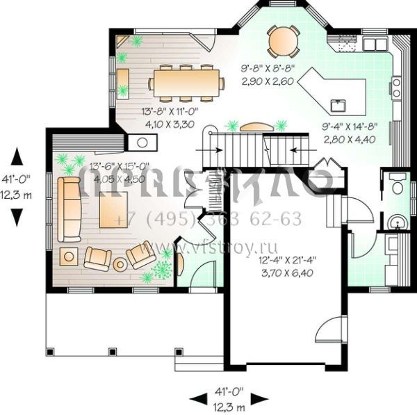 Проект двухэтажного дома с гаражом на одну машину в английском стиле S5-175 (034-00410)