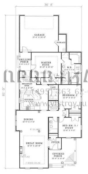 Проект одноэтажного дома с гаражом на две машины в стиле Ранчо S5-180 (110-00215)