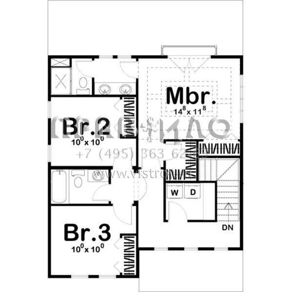 Проект двухэтажного дома с гаражом на две машины в прибрежном стиле S5-152 (963-00243)