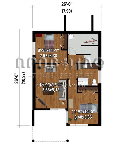 Проект двухэтажного дома без гаража в стиле Дом-шалаш S5-194 (6146-00548)