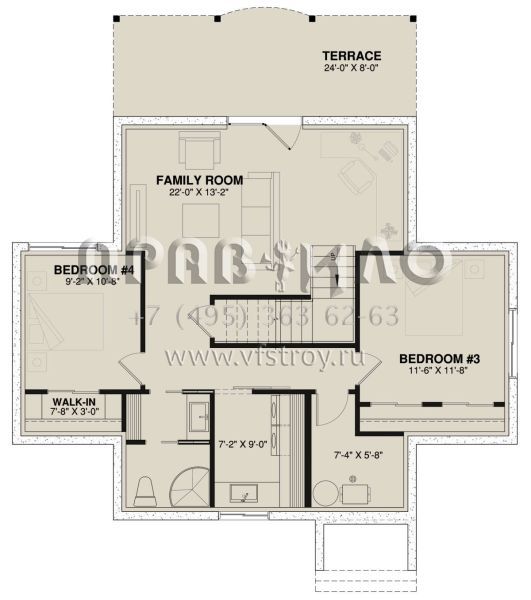 Проект двухэтажного дома без гаража в стиле Ранчо S5-137 (034-00065)