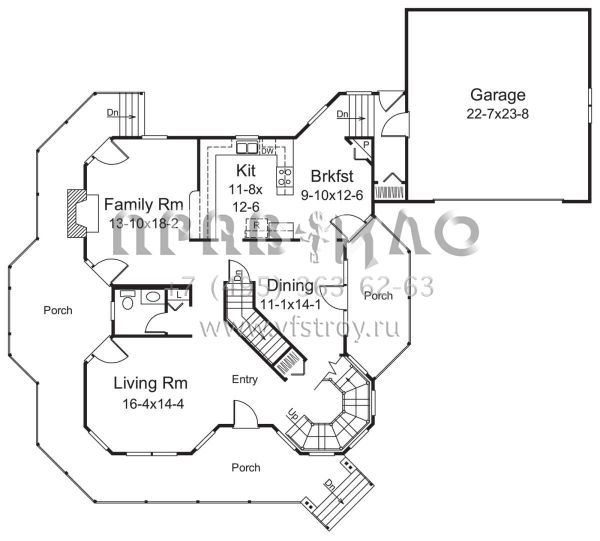 Проект двухэтажного дома с гаражом на две машины в английском стиле S5-238 (5633-00385)