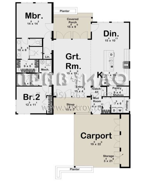 Проект одноэтажного дома с гаражом на две машины в современном стиле S5-154 (963-00824)