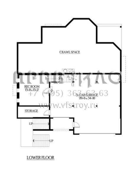 Проект двухэтажного дома с гаражом на три и более машин в современном стиле S5-383 (341-00171)