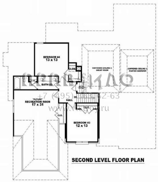 Проект двухэтажного дома с гаражом на три и более машин в стиле Ранчо S5-266 (053-01500)