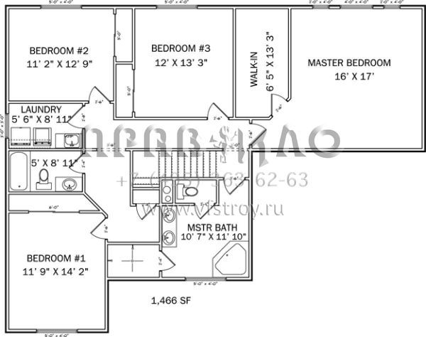 Проект двухэтажного дома с гаражом на две машины в стиле Ранчо S5-262 (2802-00012)