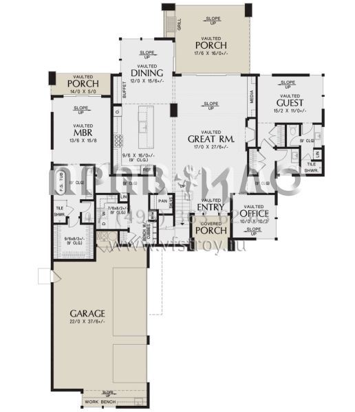 Проект двухэтажного дома с гаражом на три и более машин в современном стиле S5-300 (2559-00961)