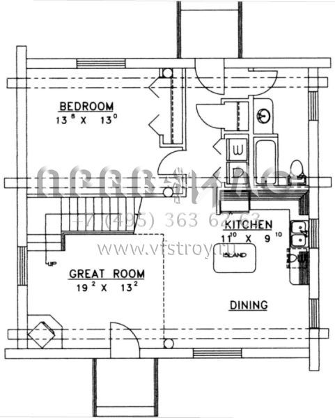 Проект двухэтажного дома без гаража в русском стиле S5-145 (039-00062)