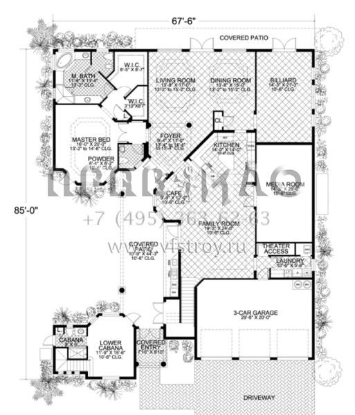 Проект двухэтажного дома с гаражом на три и более машин в современном стиле S5-529 (168-00075)
