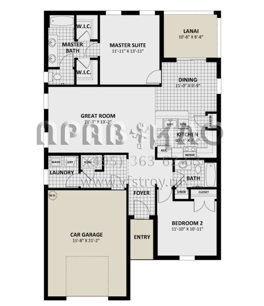 Проект одноэтажного дома с гаражом на одну машину в стиле Ранчо S5-126 (3978-00276)