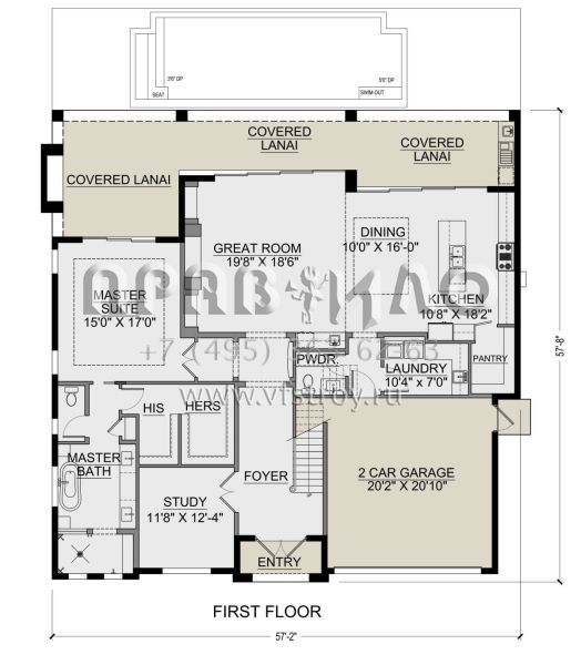 Проект двухэтажного дома с гаражом на две машины в прибрежном стиле S5-338 (5565-00166)