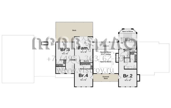 Проект двухэтажного дома с гаражом на три и более машин в стиле Ранчо S5-377 (963-00722)
