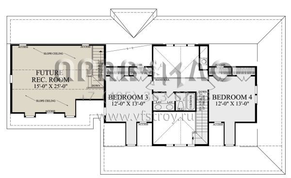 Проект двухэтажного дома с гаражом на две машины в стиле Ранчо S5-238 (7922-00245)