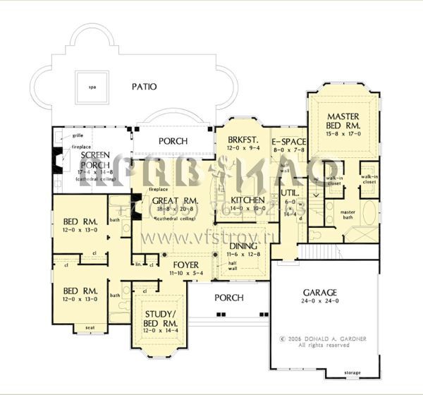Проект одноэтажного дома с гаражом на две машины в стиле Ранчо S5-227 (2865-00362)