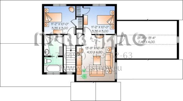 Проект двухэтажного дома с гаражом на две машины в стиле Ранчо S5-176 (034-00424)