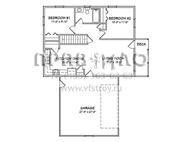 Проект одноэтажного дома с гаражом на две машины в стиле Ранчо S5-82 (849-00011)