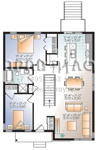 Проект одноэтажного дома без гаража в современном стиле S5-192 (034-01091)