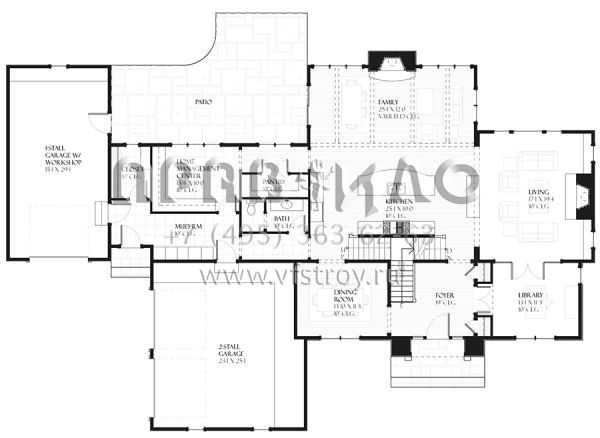 Проект двухэтажного дома с гаражом на три и более машин в стиле Готика S5-352 (1637-00084)