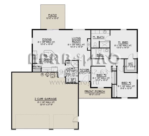 Проект одноэтажного дома с гаражом на две машины в стиле Ранчо S5-132 (5032-00107)
